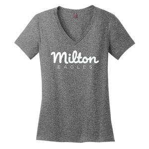 Glitter Milton Eagles Ladies V-Neck Tee (Grey) *Size S Only*