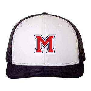 M Flat Bill Hat (White/ Navy)
