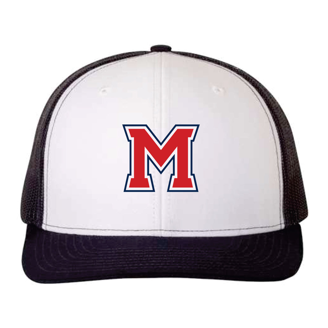 M Flat Bill Hat (White/ Navy)